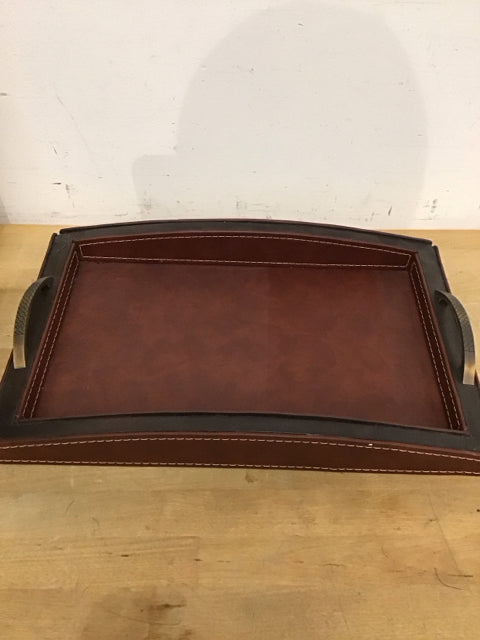18"x11.5" Leather Like Tray W/Handles