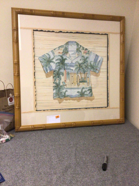 39 3/8" Squared Bamboo Frame Hawaiian Shirt Art