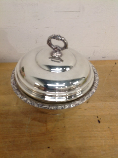 Bowl- 7" Silver Plate W Glass Insert