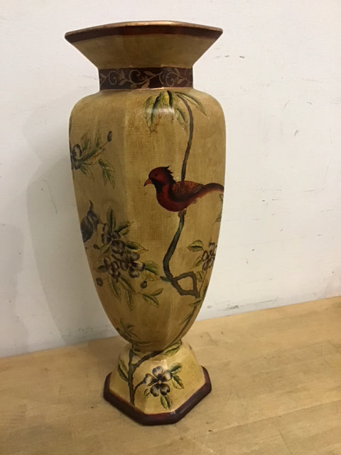 18" Vintage Bird Ceramic Vase