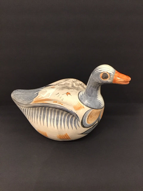 17" Hand Painted Mexican Pottery Duck