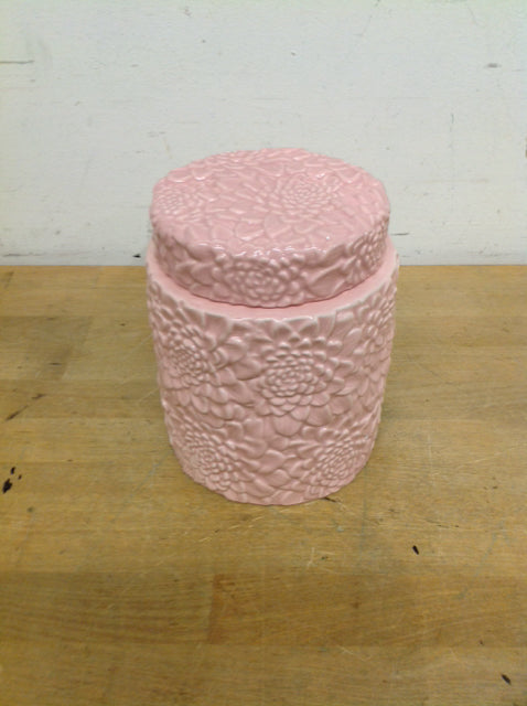 7" Pink Ceramic Flower Canister