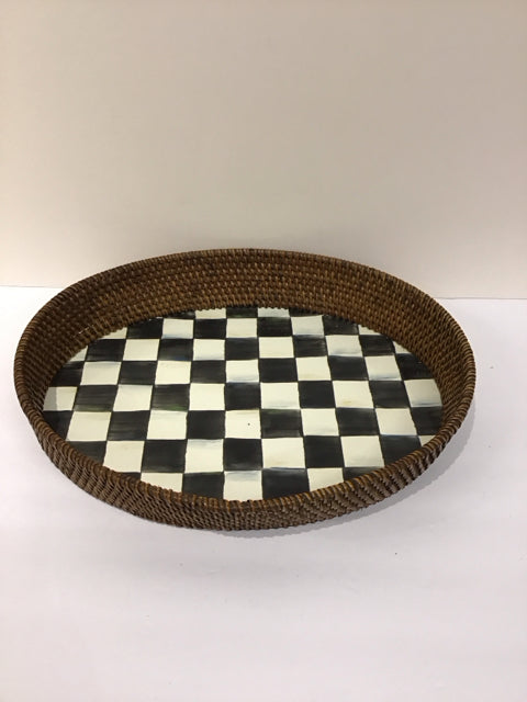 MacKenzie Childs Enamel/Rattan Tray