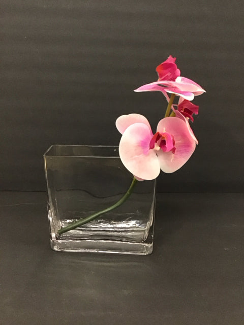 6"x2" Glass Vase w/Faux Orchid