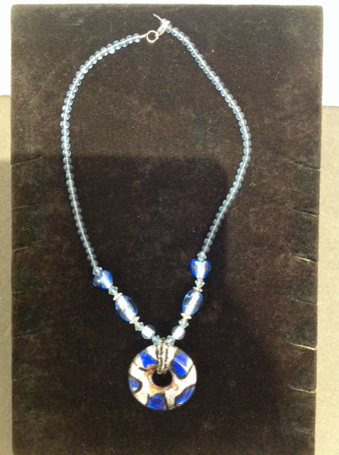 Art Deco Blue Glass Necklace