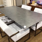 As-IS Arhaus Silver Hammered Top Metal Dining Table(Marks/Scratches On Top)
