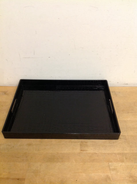 14x19 Black Lacquer Alligator Skin Pattern Tray