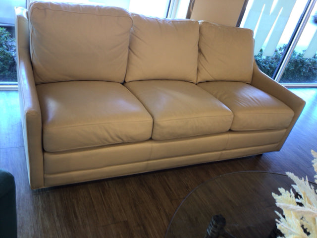 Georgetown Three Seat Empire Cream Leather Sofa