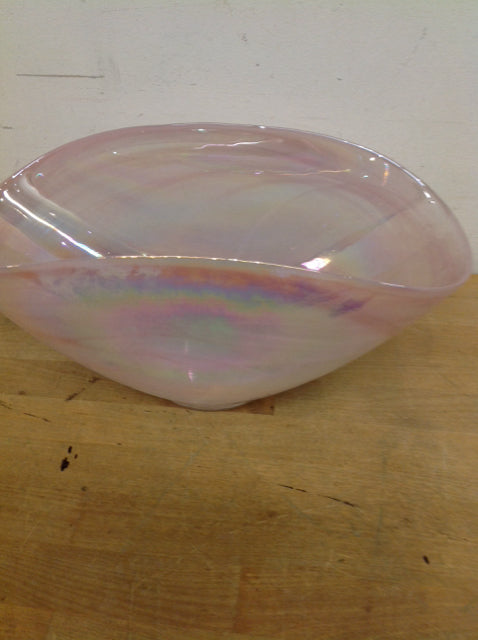 Bowl- 14" Pink Art Glass