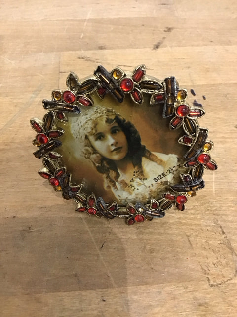3" Yellow & Red Rhinestone Photo Frame