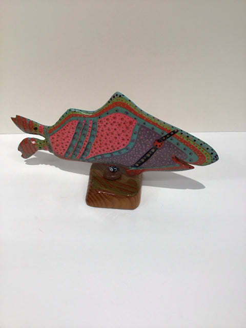 Multicolor Painted Wood Fish Sculpture
