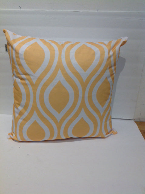 Yellow/White Cotton Teardrop Print Pillow