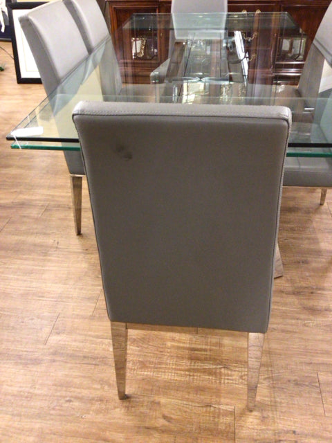 AS-IS Glass Extension Dining Table W/6 Chairs