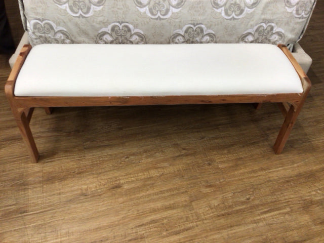 Wood/Cream Canvas Bench
