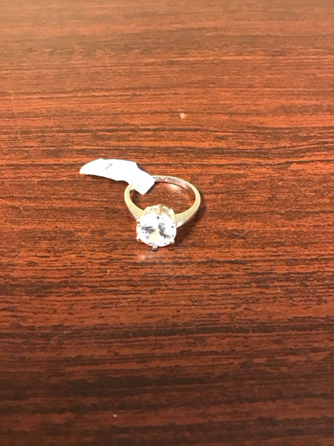 Silvertone Round CZ Ring