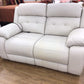 AS-IS White Leather Power Reclining Love Seat(Discolr Mark)