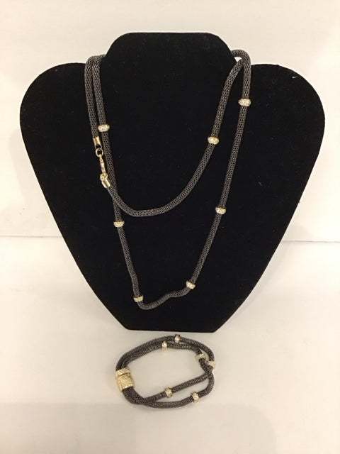 Yurman Style Gunmetal Necklace/Bracelet Set