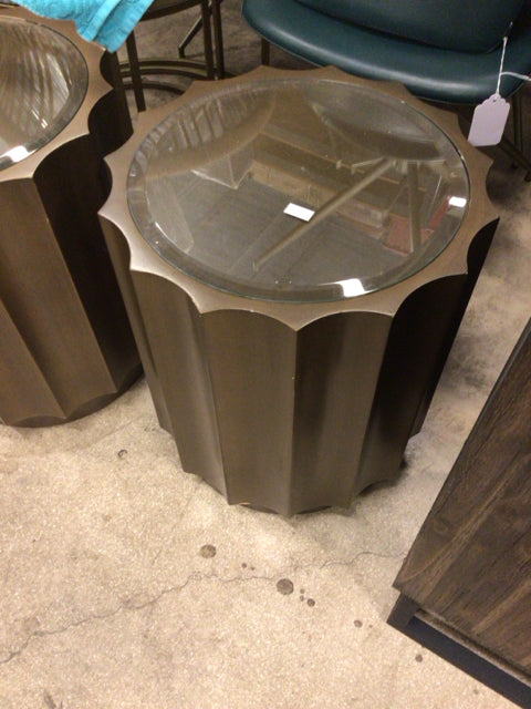 18" Bronze Fluted Accent Table