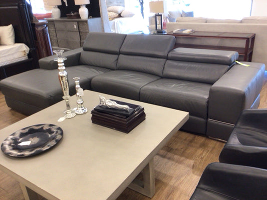 City Furniture Dante Grey Leather Power Reclining Sectional