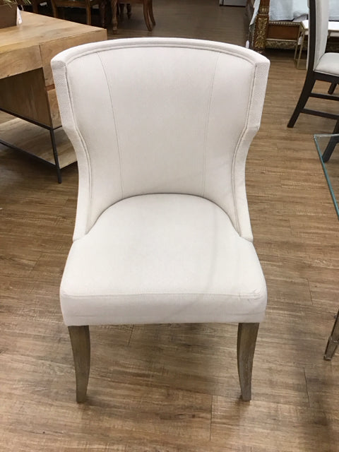 Tan Upholstered & Wood Accent Chair