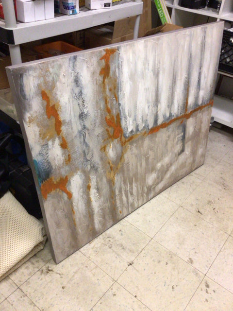 48" X 36" Grey/Red Abstract Print On Canvas