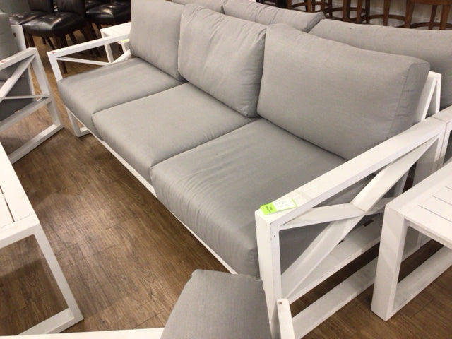 92.75" X 36" X 34" AS-IS City Furniture Linear White Dark Gray Aluminum Sofa