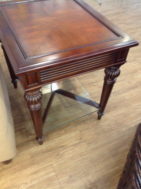 End Table- Dark Wood & Glass