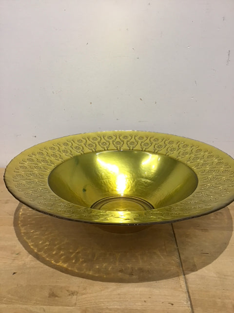 19.5" Round Yellow Floral Decorative Bowl