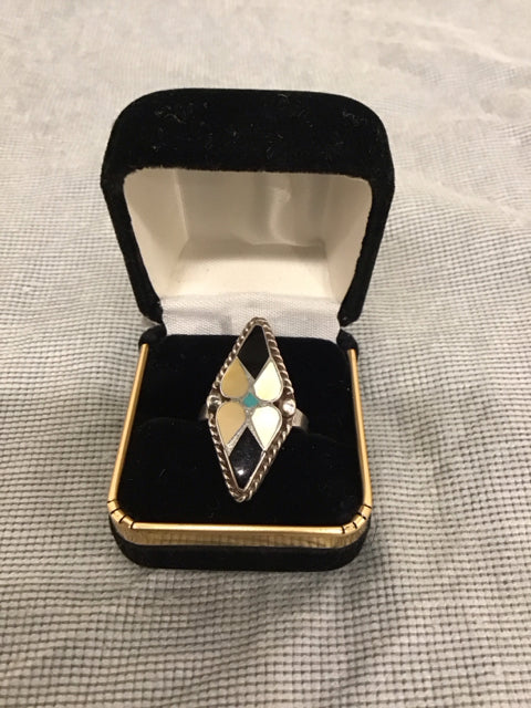 Silver Onyx MOP Turquoise Ring
