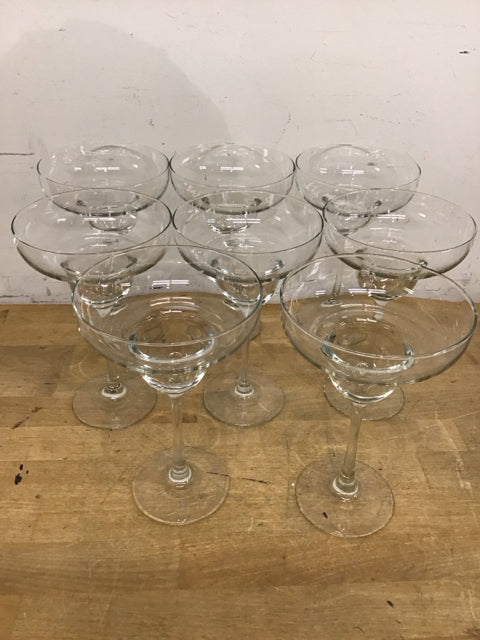 Set Of 8 7.5" Clear Margarita Glasses