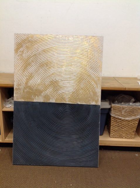 39x59 Gold/Black Mixed Media on Canvas