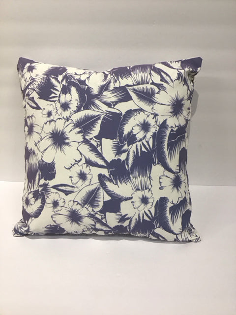 White & Lavender Tropical  Print Pillow