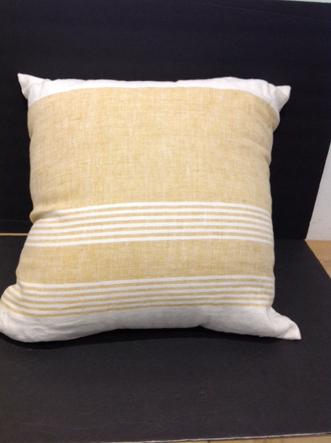 Beige/White Linen Striped Pillow