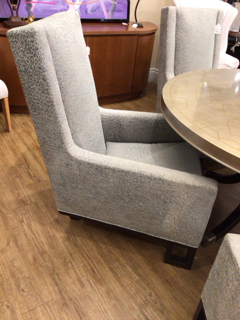 High Back Silver/Blue Cheetah Print Chair