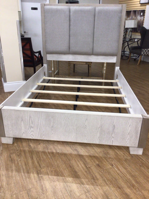 Macys Light Wood Fabric Panel Queen Bed