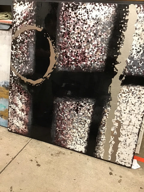 50x50 Black/Grey Abstract Canvas Art (as-is)