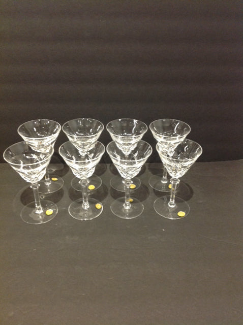 Set/9 Vtg Bleikristall Crystal Martini Glasses