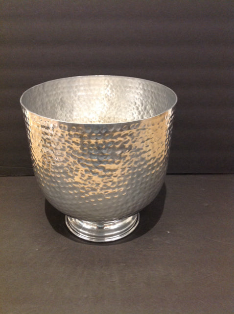 10" Dimpled Silver Metal Bucket w/Pedestal