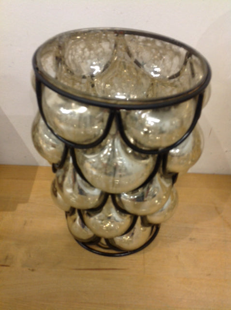 Vase- Metal & Silver Mercury Glass