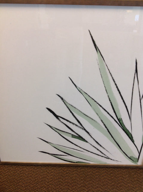 40" Sq Green Palm Leaf Print