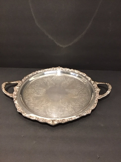 13"Rd Sheridan Silverplate Tray w/Handles