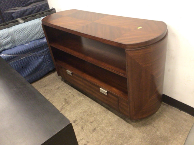 Dark Wood Oval One Drawer Chest