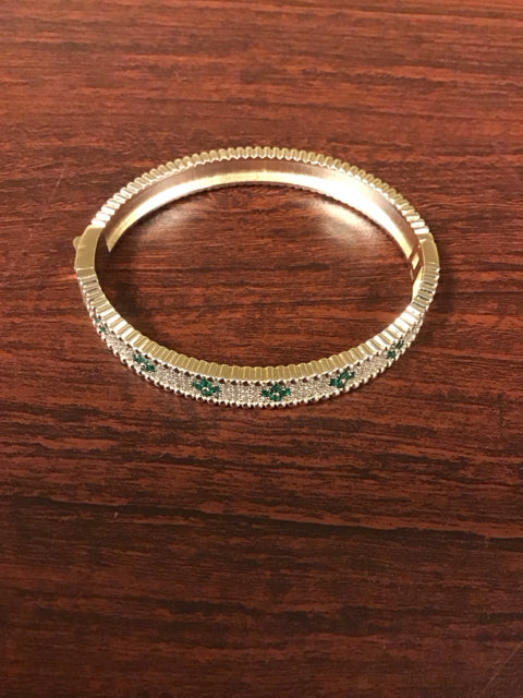 Van Cleef Like Bracelet W/Green Stones