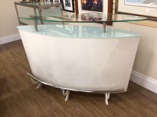 White Gloss Glass Top Bar