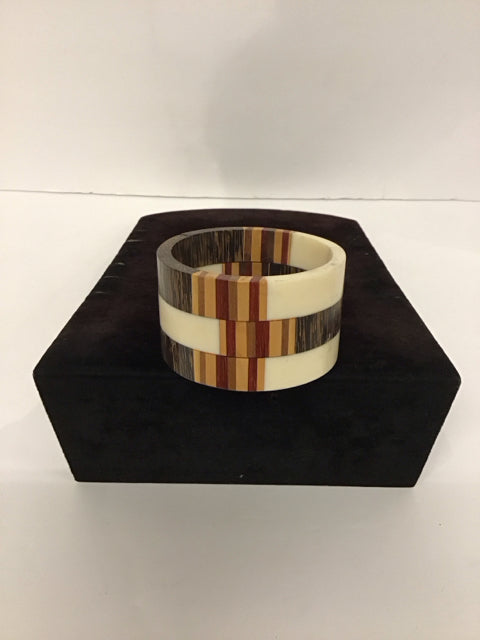 Large Wood/Bone Bangle Bracelet