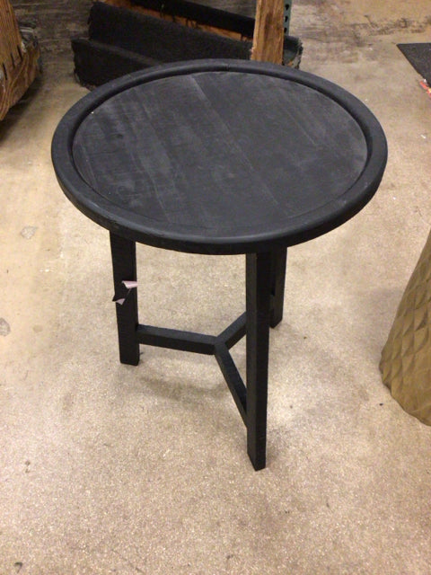 Round Black Wood End Table