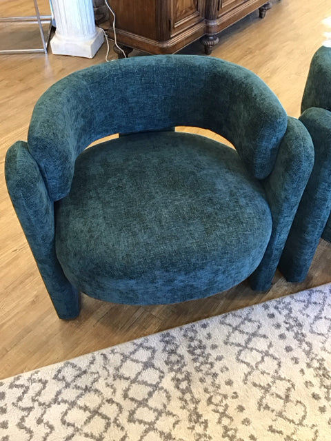 Green Upholstered Barrel Back Accent Chair