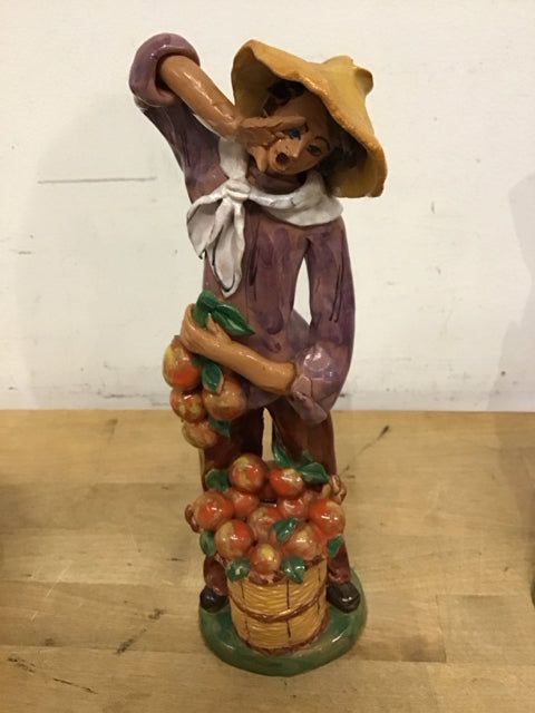 11" Ceramic Melon Fruit Vendor Figurine