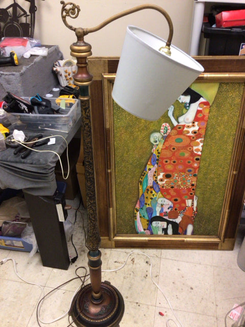 Antique Adjustable Floor Lamp W/Shade