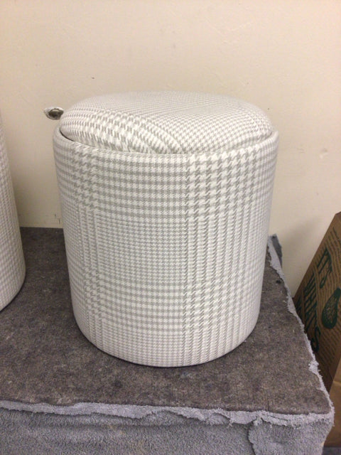 14 1/2" Cream & Grey Fabric Tray Top/Storage Ottoman